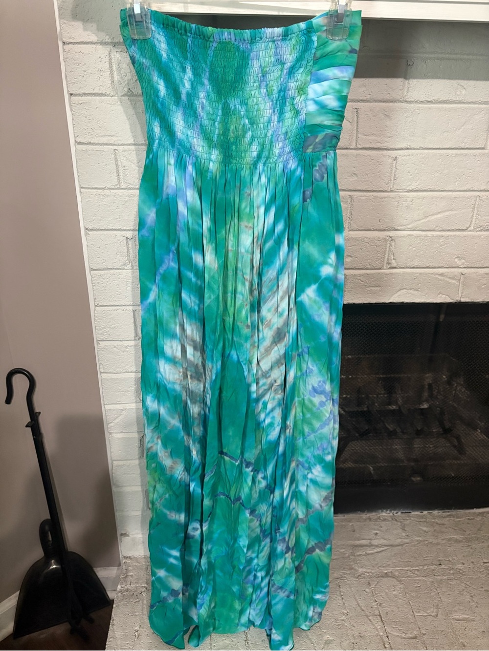 Strapless Teal & Aqua Maxi Dress - Picture 5 of 5